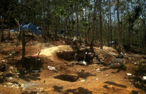 Salah satu sudut pertambangan emas rakyat di hutan lindung di Pancer Kecamatan Pesanggaran Kabupaten Banyuwangi. foto:surya/sri wahyunik